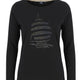 Marina Yachting Camiseta de mujer de algodón negro con cuello redondo y diamantes de imitación