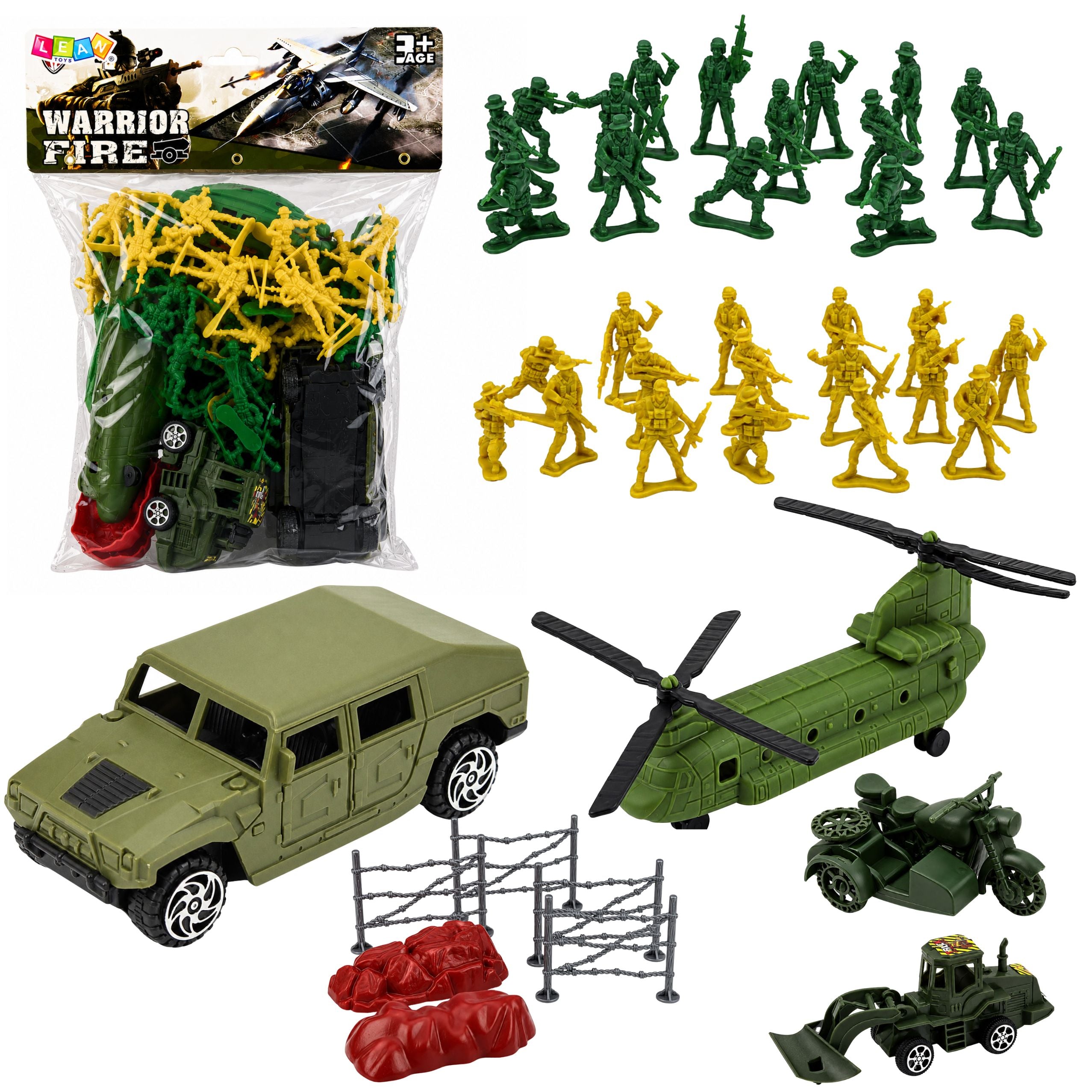Military Set Soldiers Helicopter Vehicles Base 58 Pcs.