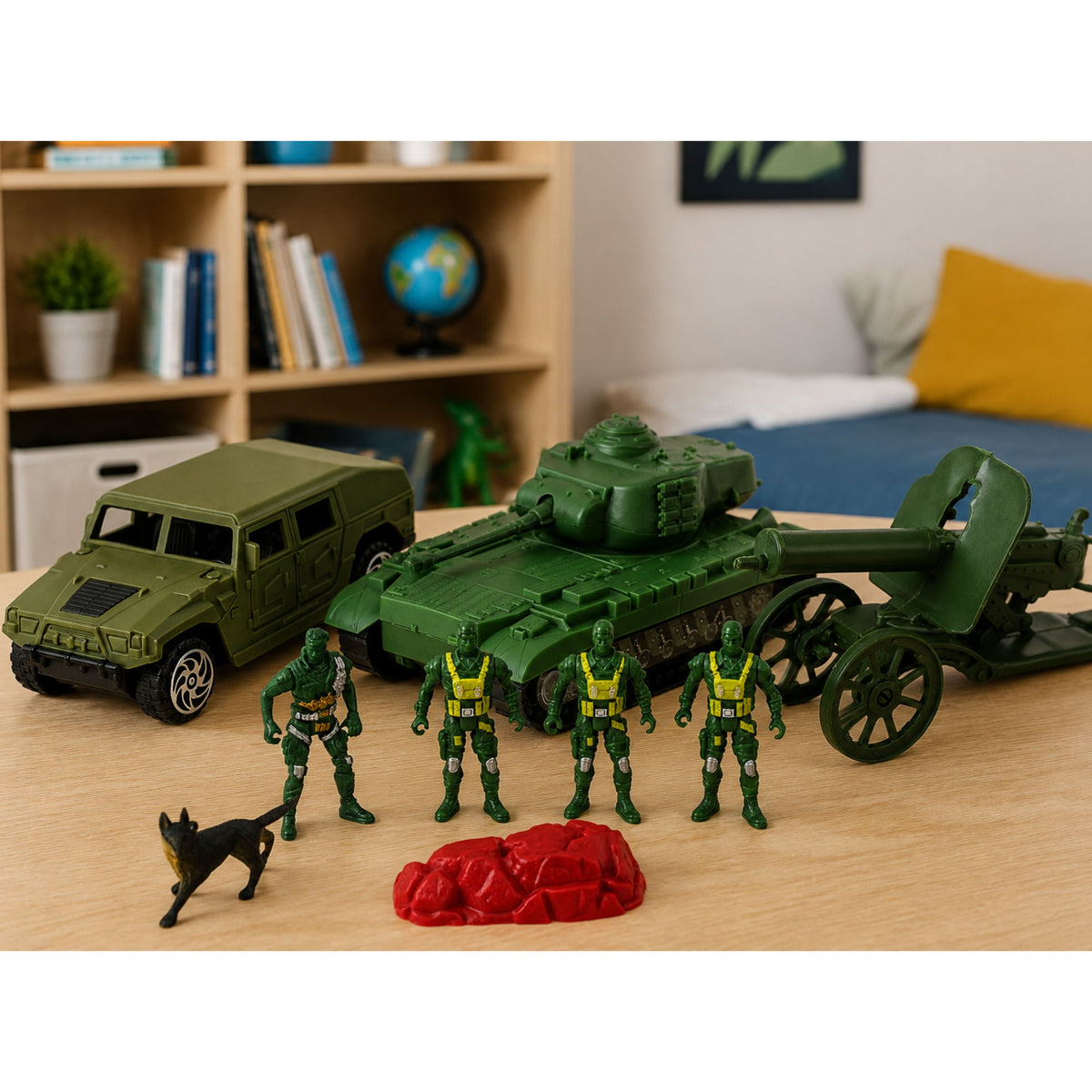 Militärset Soldater Tankfordon Gun 13 st.