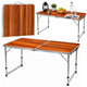 Folding Camping Table Adjustable Height Suitcase Wood