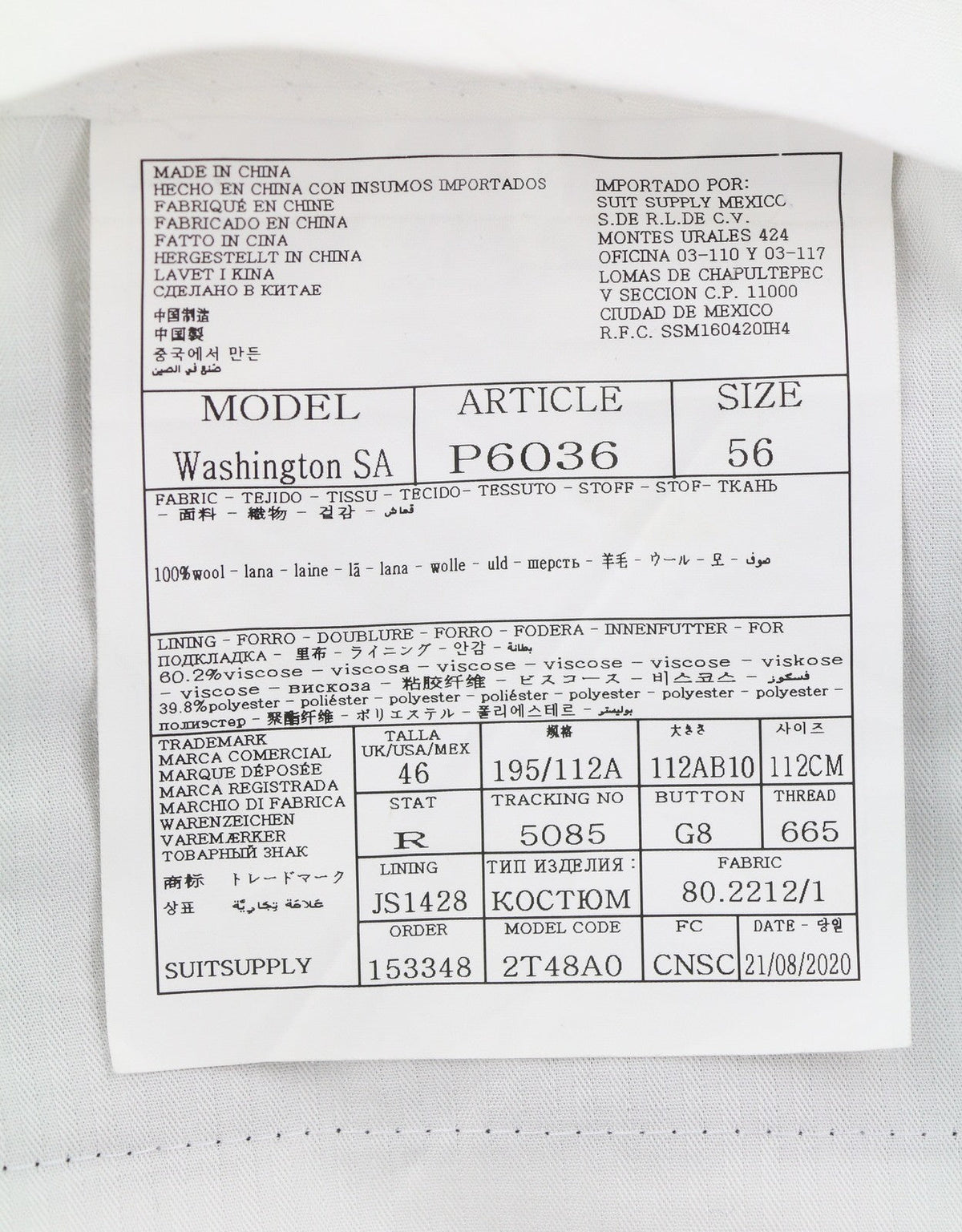 Suit Washington Notch Lapel Hl