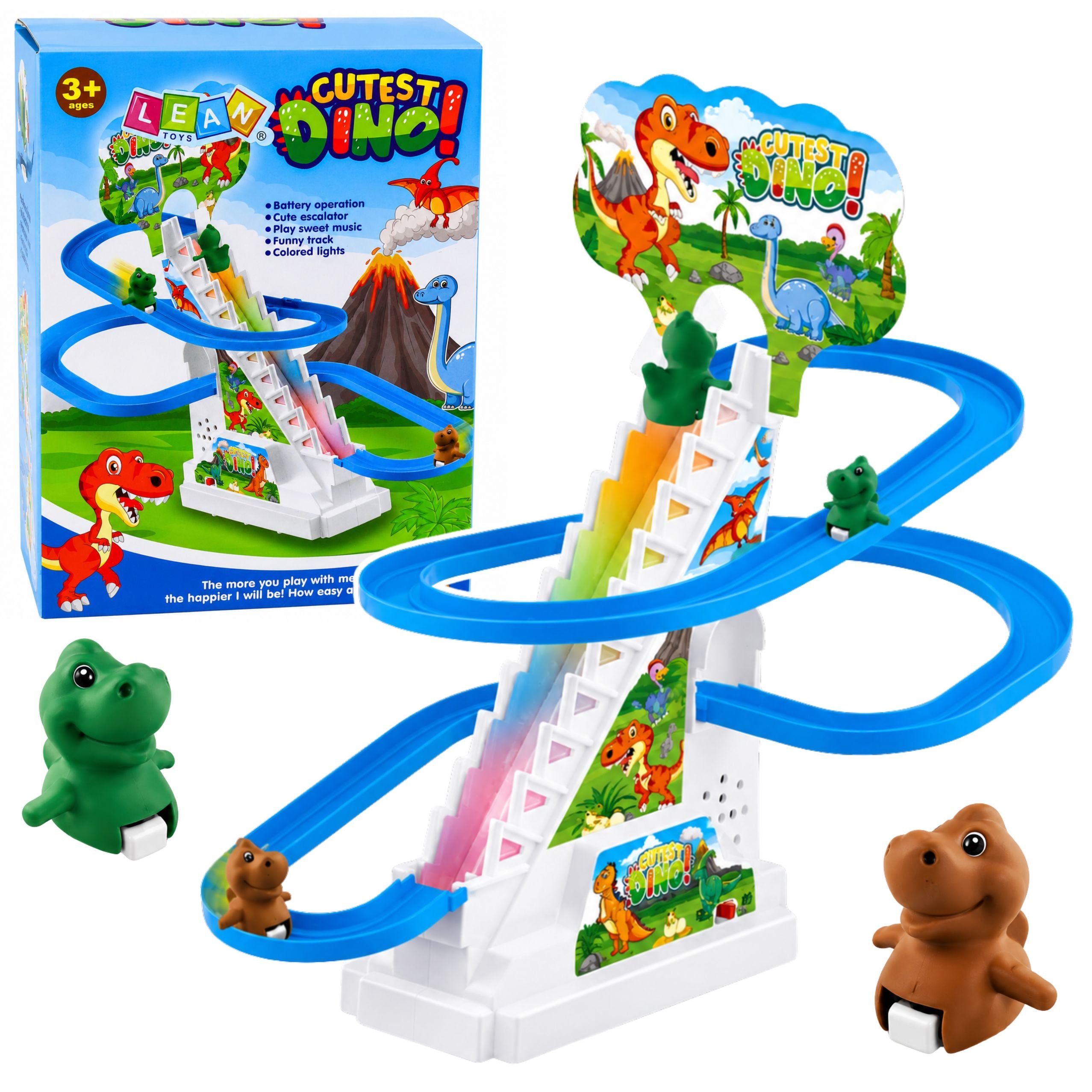 Spor Dinosaur Slide Flytte Trapper Figurer Lys Lyde