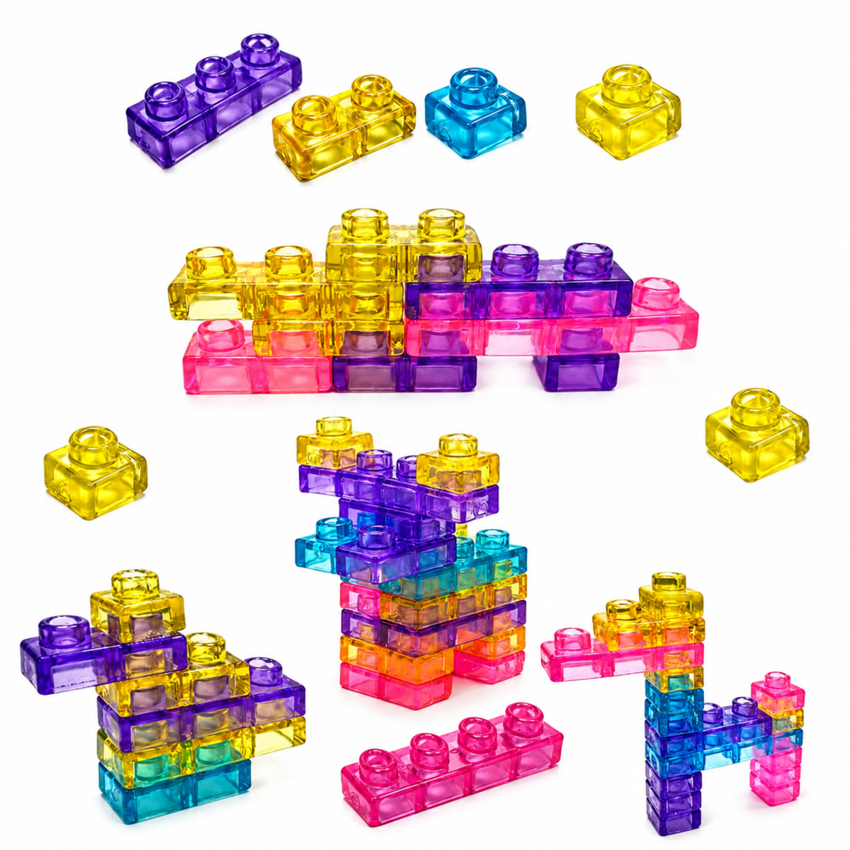 Rubber Blocks Flexible Construction Transparent Colorful 20 Pcs.