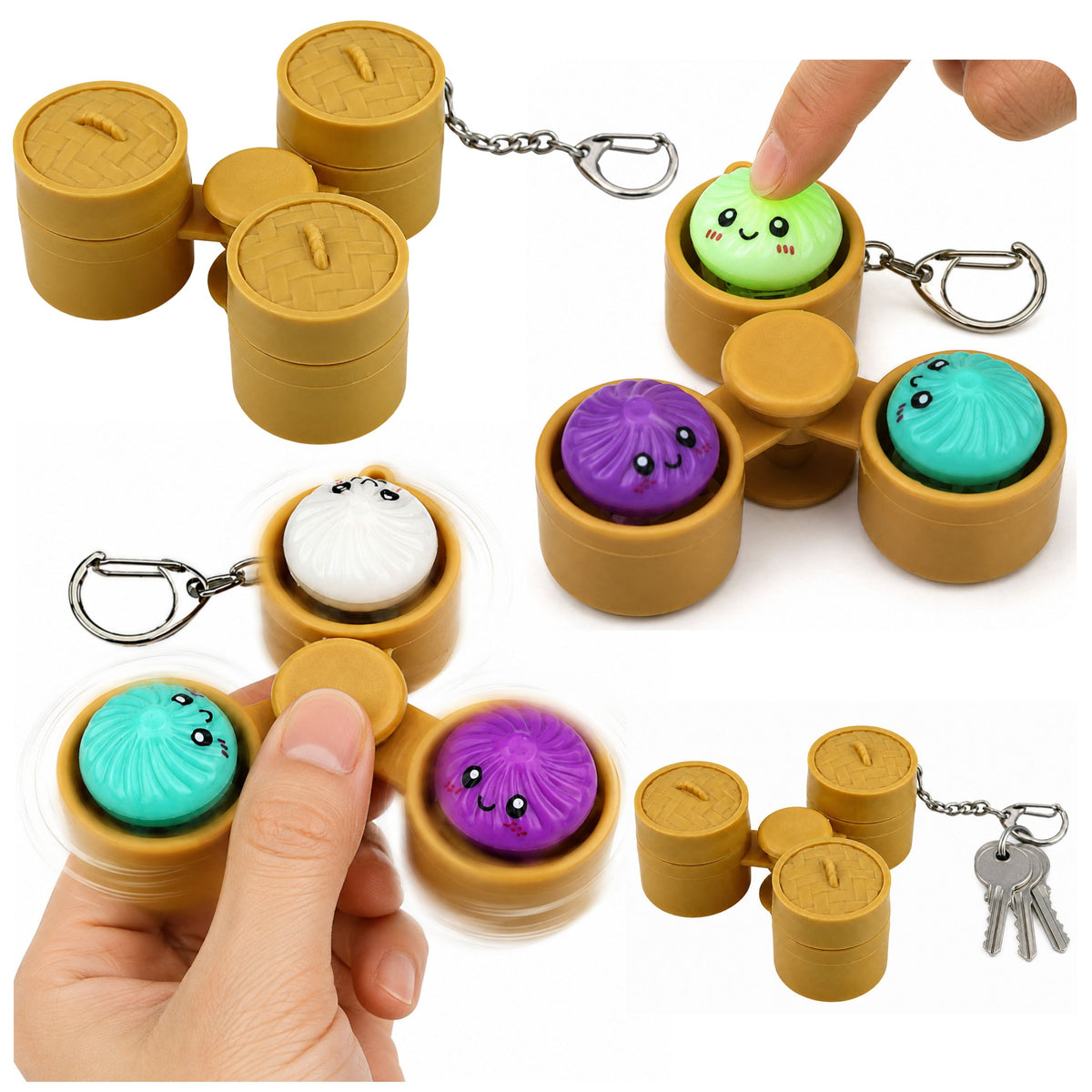 Dumplings In A Basket Keychain Glowing Led Dumpling Fidget Spinner 8.5 Cm