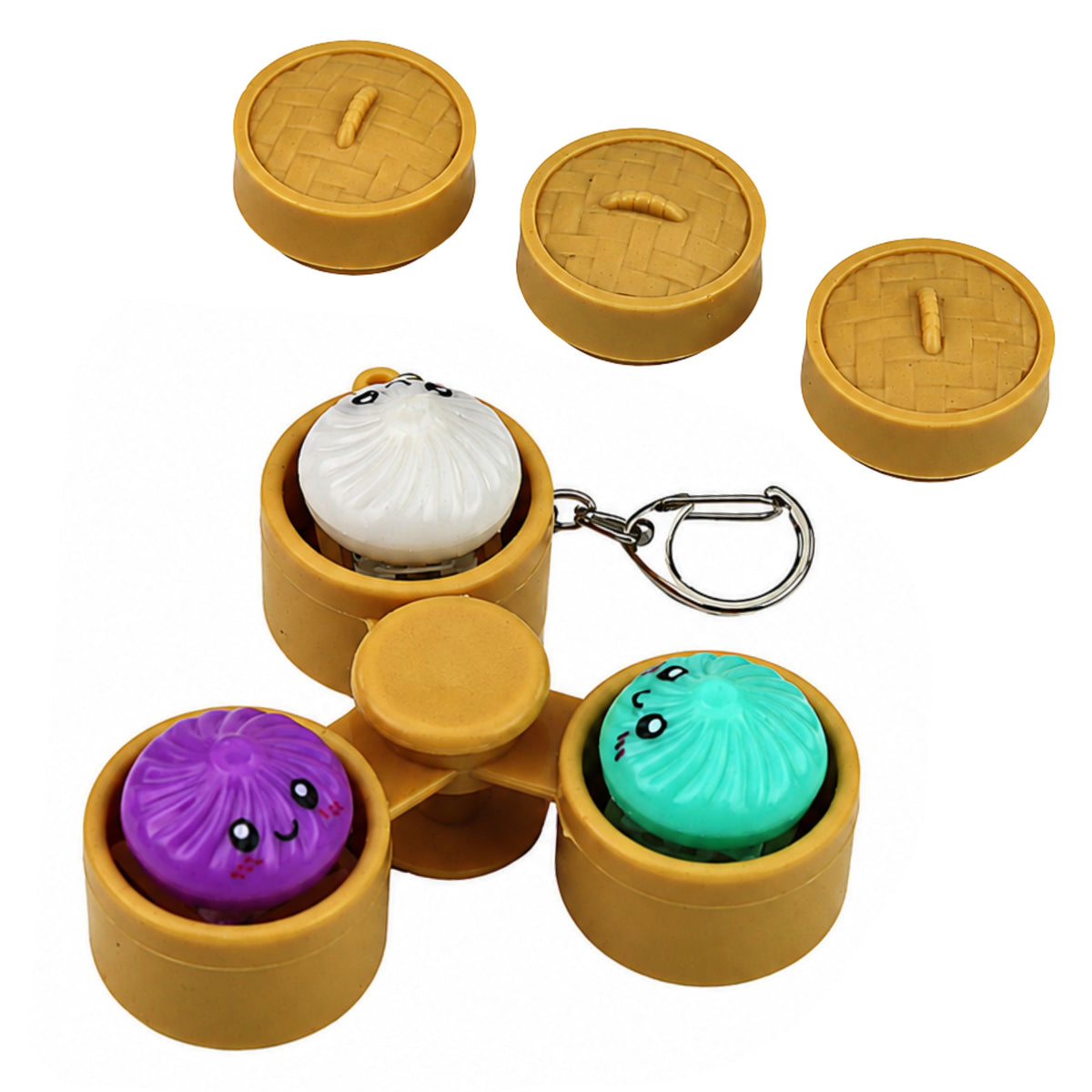 Dumplings In A Basket Keychain Glowing Led Dumpling Fidget Spinner 8.5 Cm