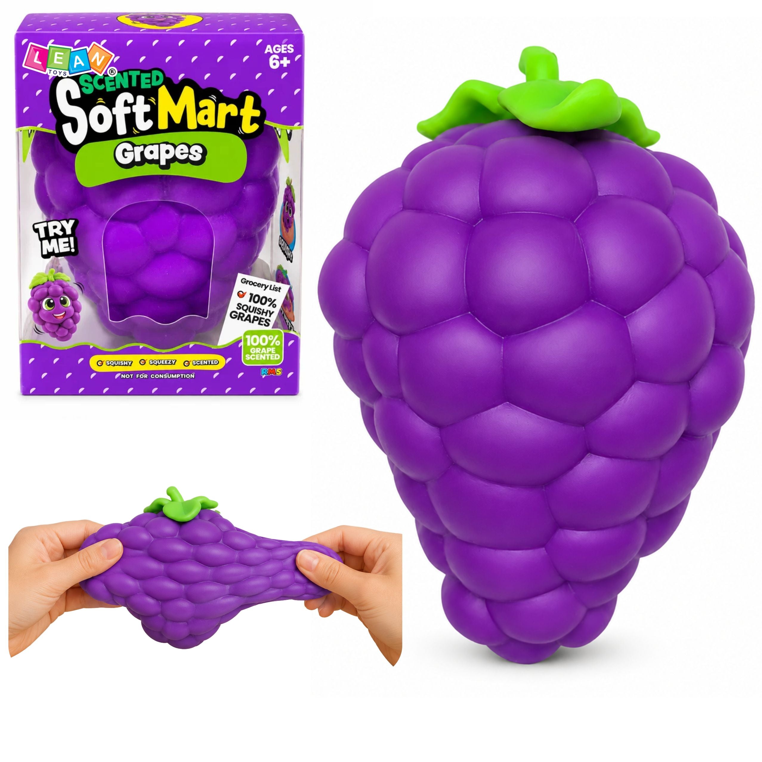 Large Anti-stress Squishy Fruit Grape Squeezable Purple 20cm