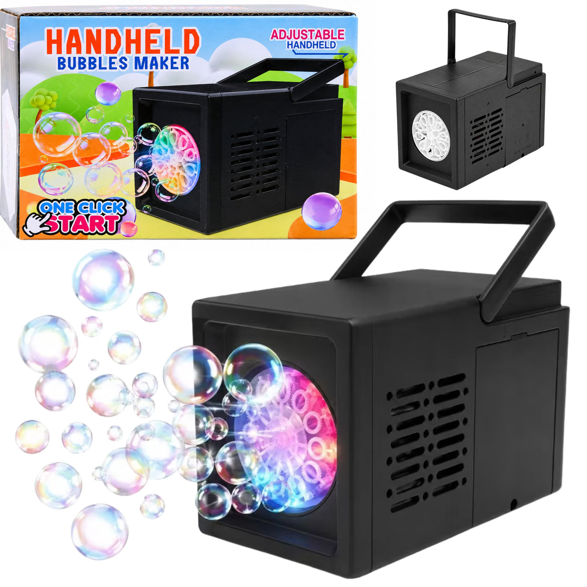 Portable 10-hole Bubble Machine – Black