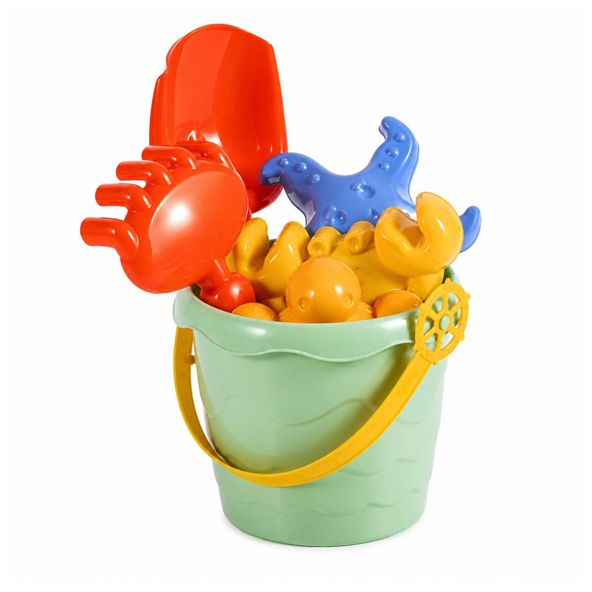 Sea Sand Set Bucket Molds Shovel Rake 6 Pcs.