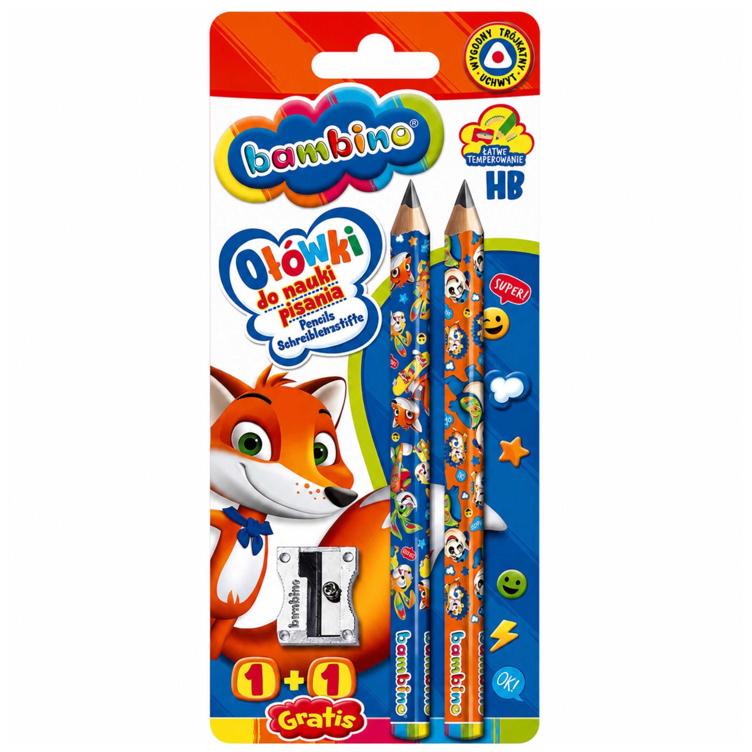 Bambino Jumbo Triangular Pencils For Learning To Write 2 Pieces With Sharpener