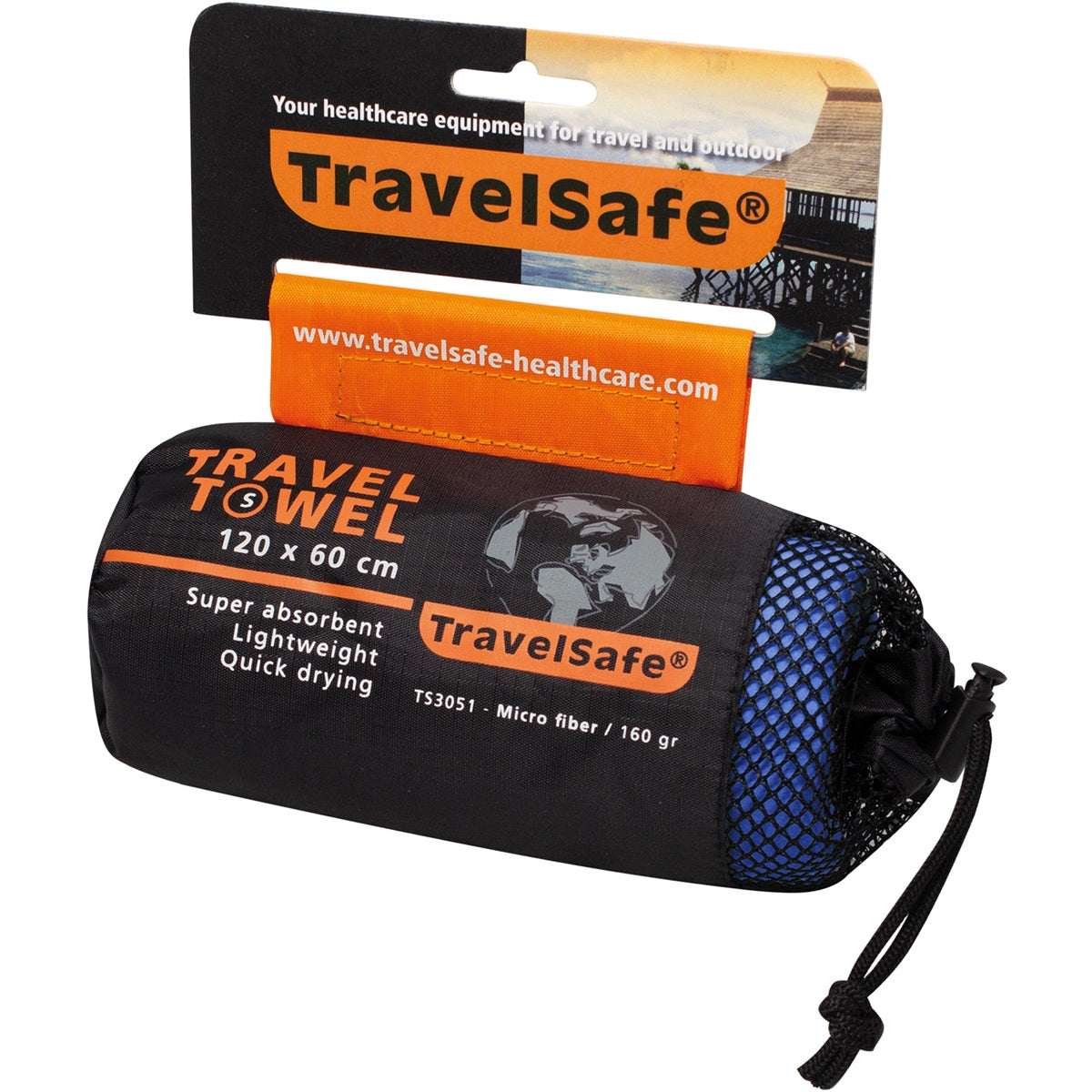 Travelsafe Ręcznik podróżny z mikrofibry S, niebieski