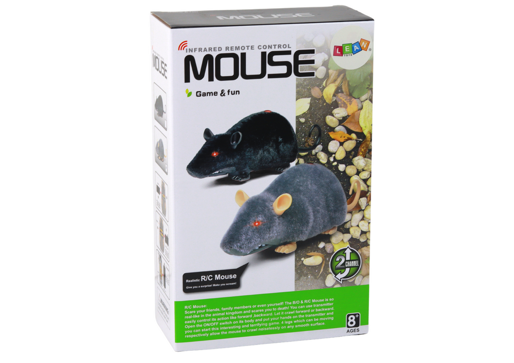 Big Rc Mouse Toy On Wheels Grey- Make A Prank
