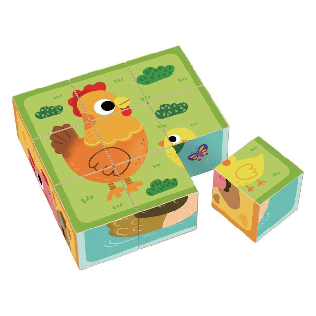 2kids Toys Wooden Cubes Farm
