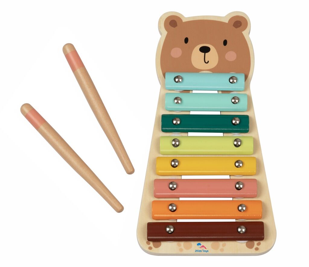 2 børns legetøj Xylofon bamse