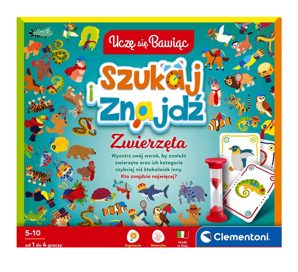 Gra planszowa „Patrz i znajdź zwierzęta” w języku polskim Clementoni 50291