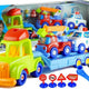 Set Of Vehicles Police Fire Engine Auto Transport Trailer Unscrewing