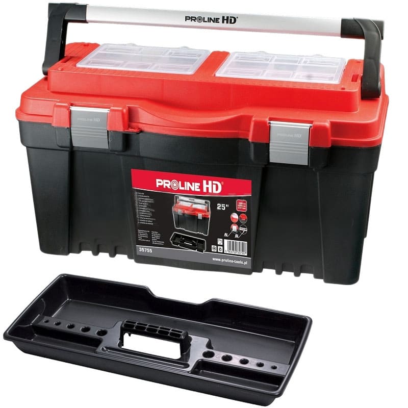 Toolbox 60 X 29 X 33 Cm Aluminum Handle Organizer Compartments Proline Hd