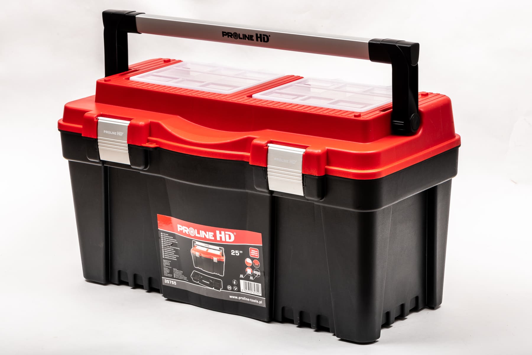 Toolbox 60 X 29 X 33 Cm Aluminum Handle Organizer Compartments Proline Hd