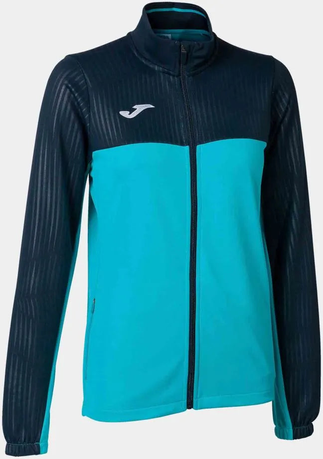 Damessweatshirt joma montreal volledige ritssluiting fluor turq-navy turkoois l
