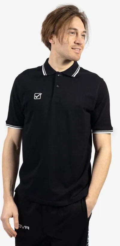 Tricou Polo Givova Negru-alb Negru