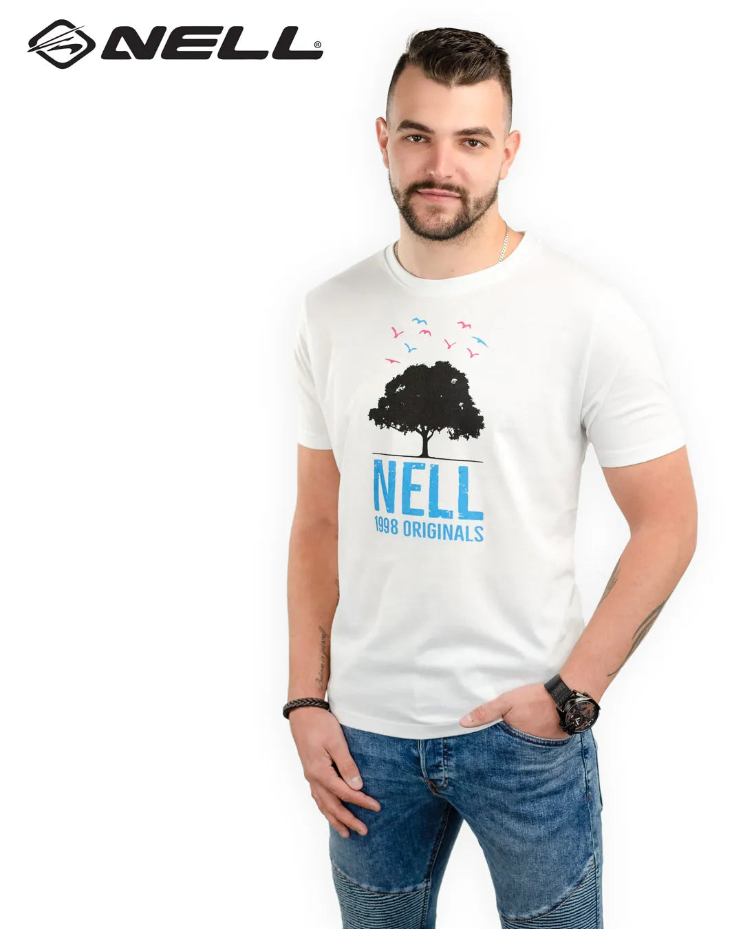 T-shirt da uomo Nell Alvin Bianca