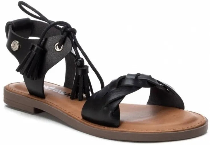 Damensandalen Refresh Niedrige Sandale aus Öko-Leder Schwarz
