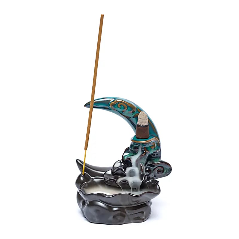 Backflow Wierookbrander Maan --set van 2 stuks - 10x12x8cm