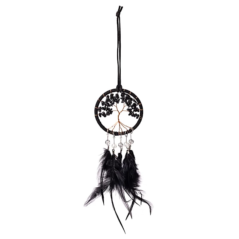 Dreamcatcher Crann na Beatha Jasper Dubh - ± 7x23cm Set As 2 ríomhaire