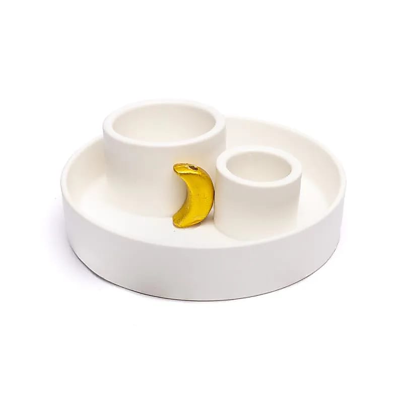 Keramisk Palo Santo udtværing og røgelsebrænder Moon White - 11,5x5 cm