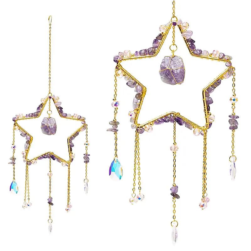 Suncatcher Star Med Ametist - 12x34 Cm