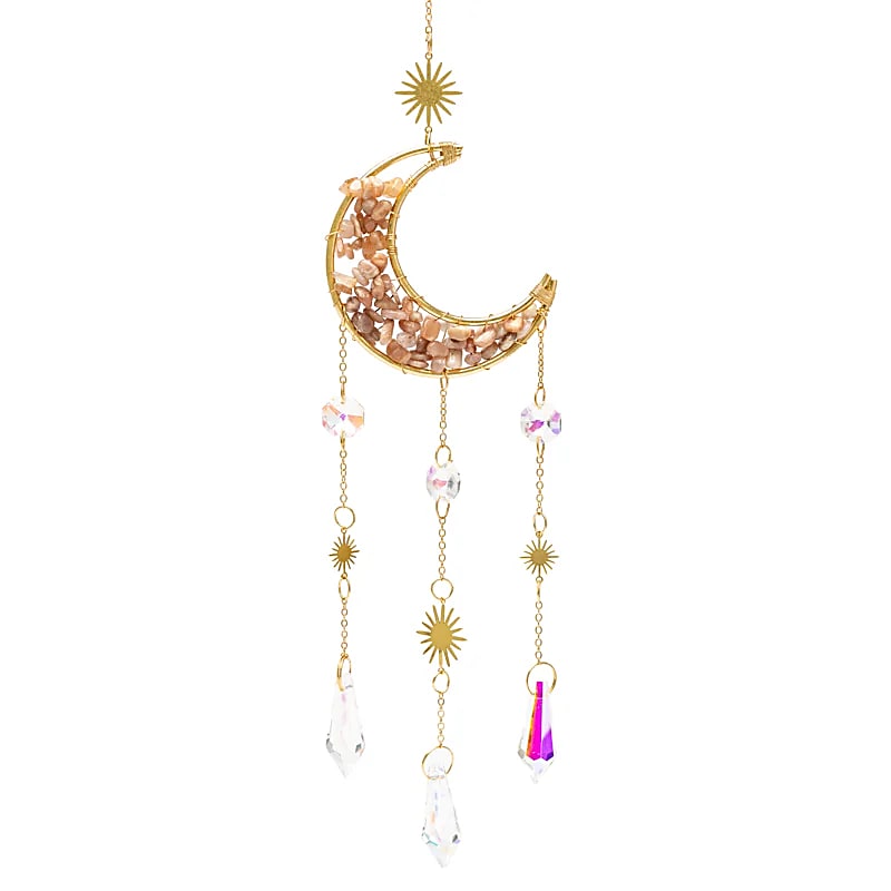 Suncatcher Moon With Pink Moonstone - 8x37 Cm