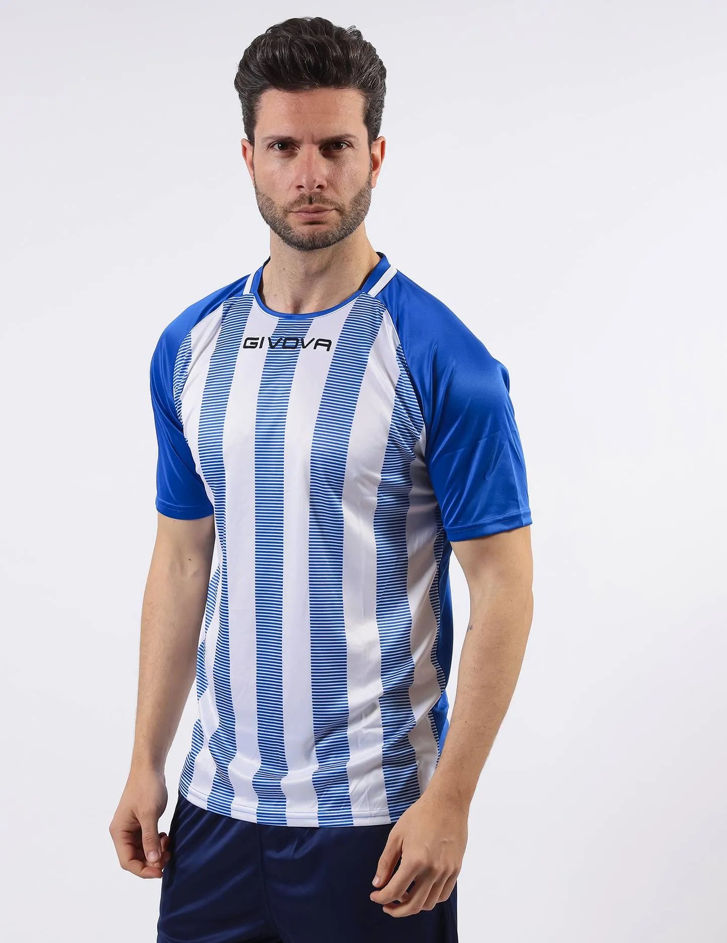 Camiseta Deportiva Givova Rugby Royal-blanco Azul