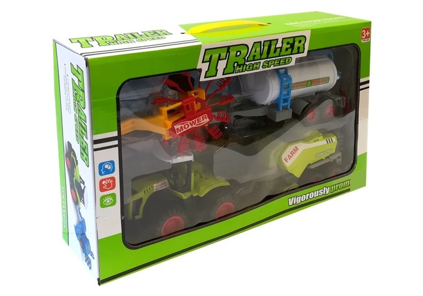 Set Of Vehicle Farmer Tractor