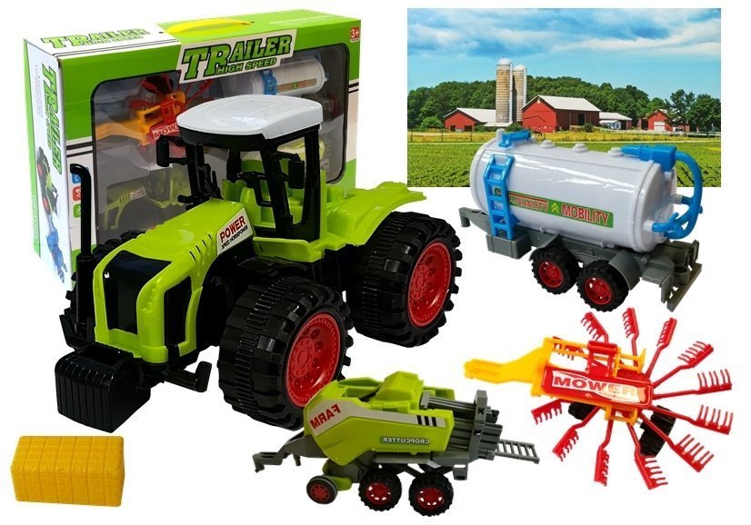 Set Of Vehicle Farmer Tractor