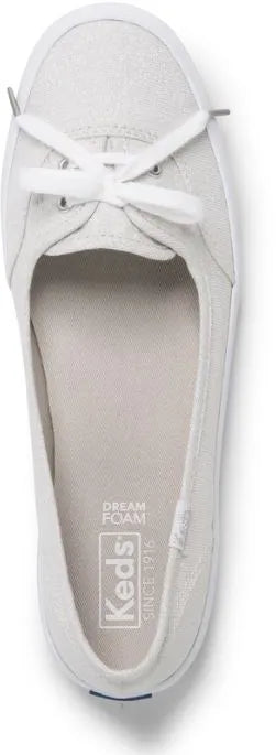 Keds Teacup Bróga Airgid Stripe Lurex