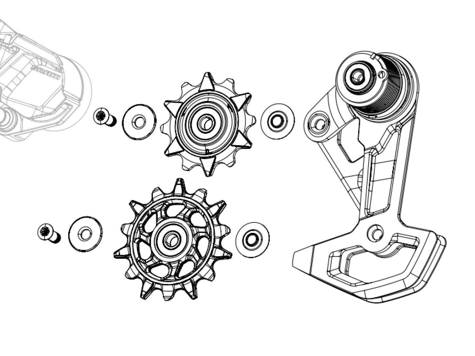 Sram Rear Derailleur Cage Assembly Kit Xx Dh Axs T-type