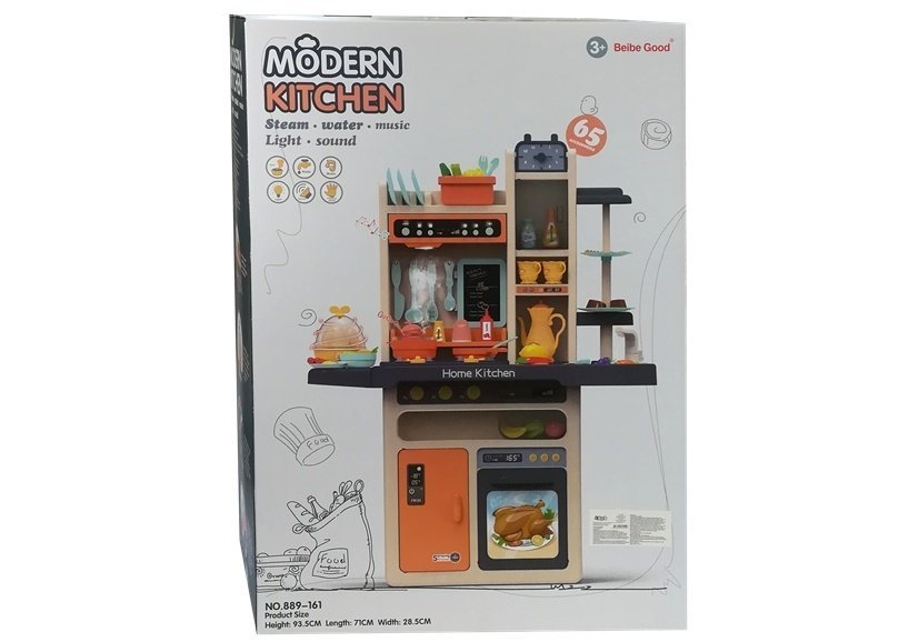 Children's Kitchen Pair Lights Sounds Plates Pots Accessories 65 Pcs.