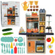 Children's Kitchen Pair Lights Sounds Plates Pots Accessories 65 Pcs.