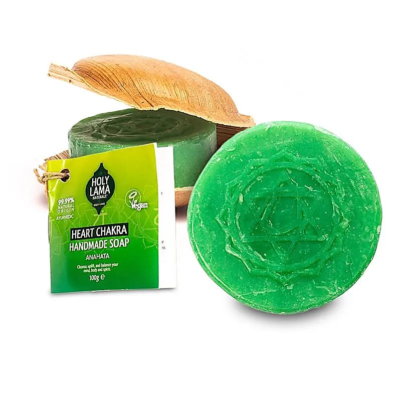 Holy Lama Tvål Hjärtchakra I Palmblad - 100g Set med 2 st
