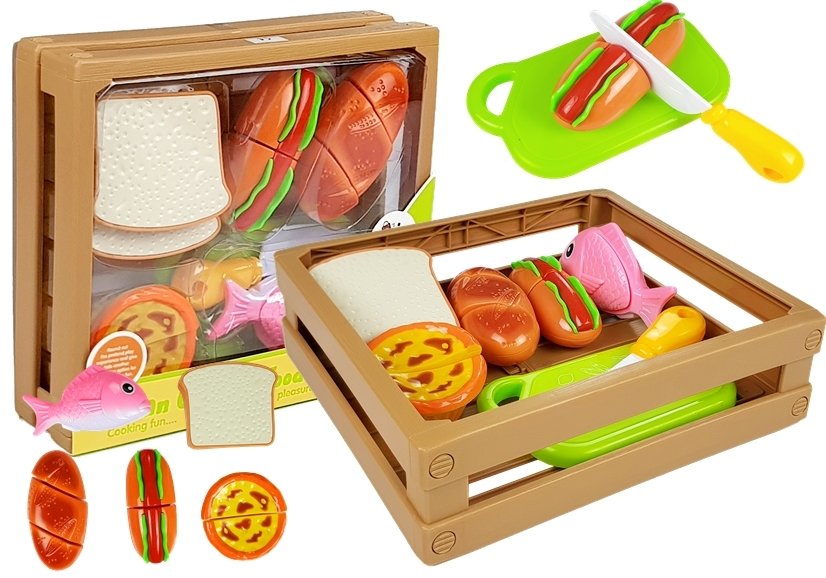 Hot-dog Set For Cutting Indredients In A Basket