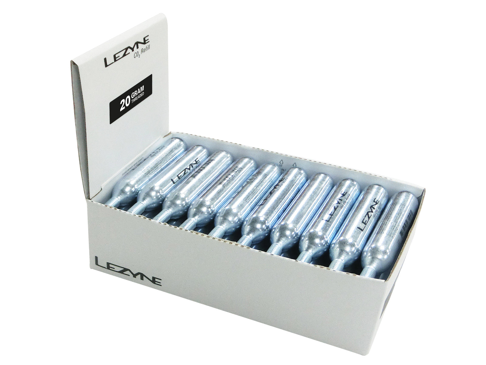 Lezyne Display Box Co2 Replacement Cartridges (20 G) 30 Pcs. Silver