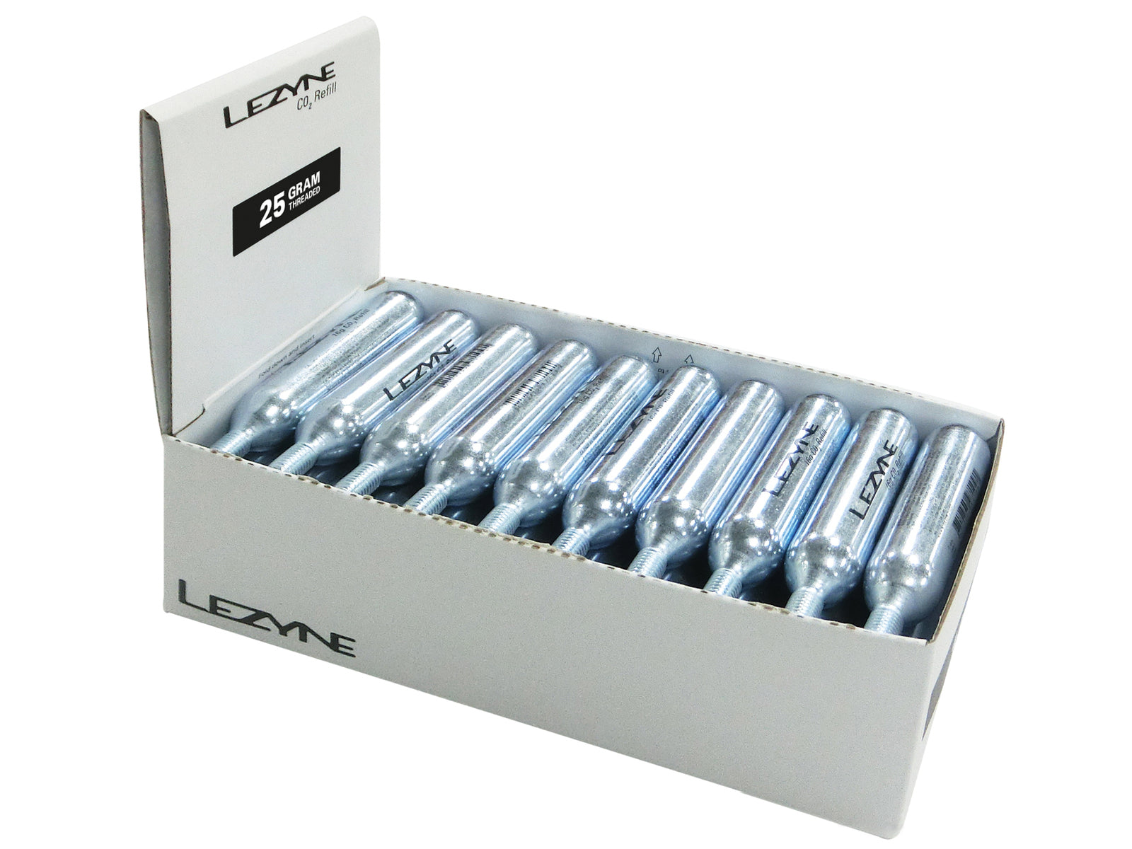 Lezyne Display Box Co2 Replacement Cartridges (25 G) 30 Pcs. Silver