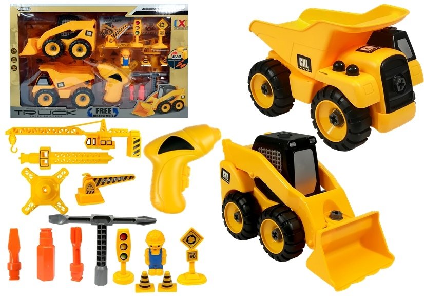 Construction Site Set Excavator Truck Crane
