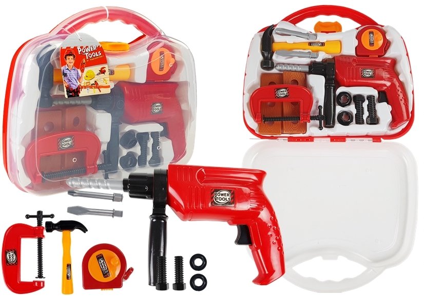 Tool Set In A Case Drill Screws Hammer
