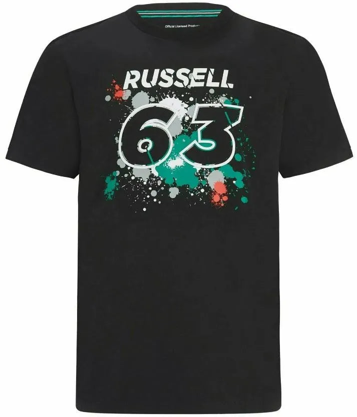 Maglietta Mercedes Uomo F1 Fw George #63 Maglietta Nera Nera 2xl