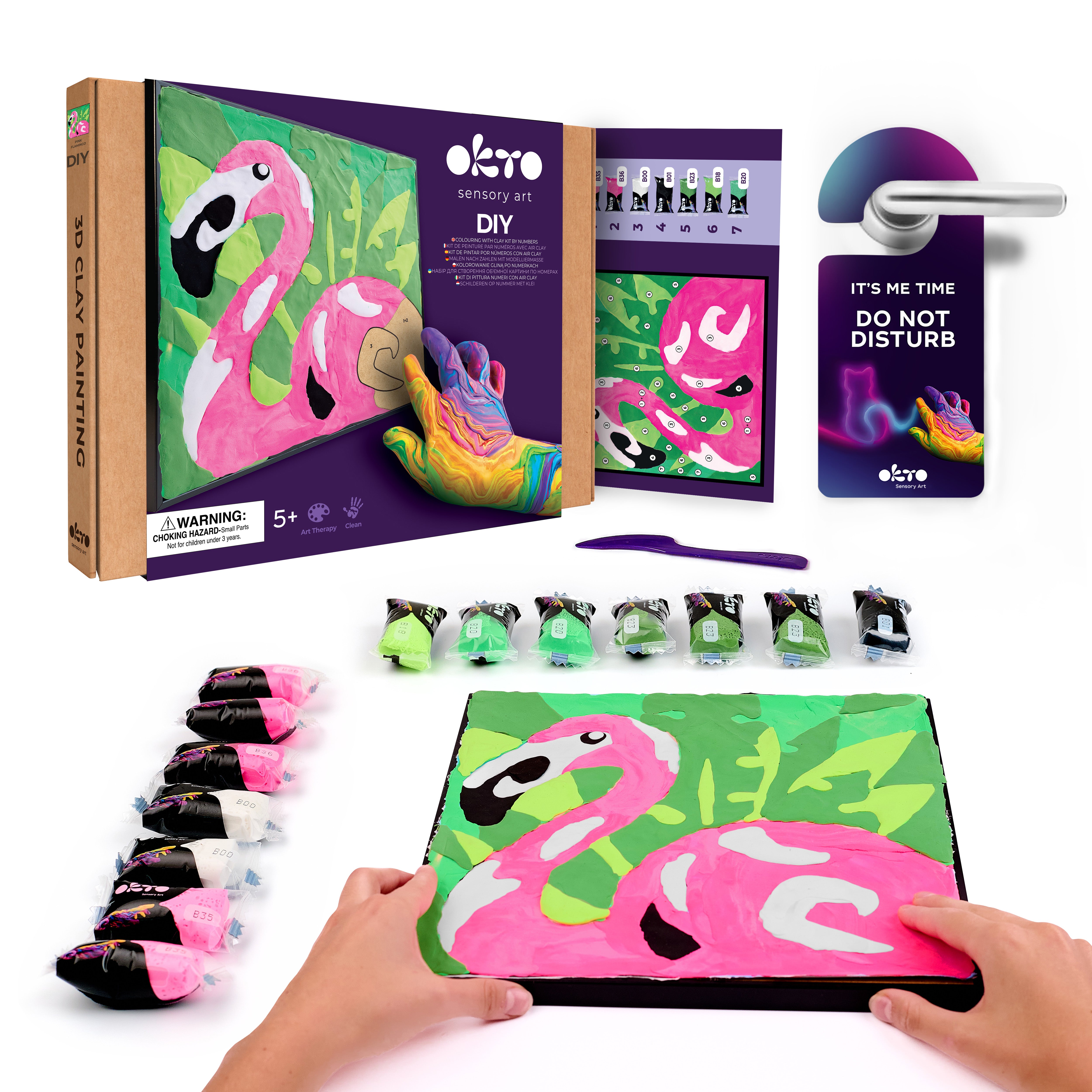 Okto Flamingo Art Kit Paint By Numbers 29x29 cm