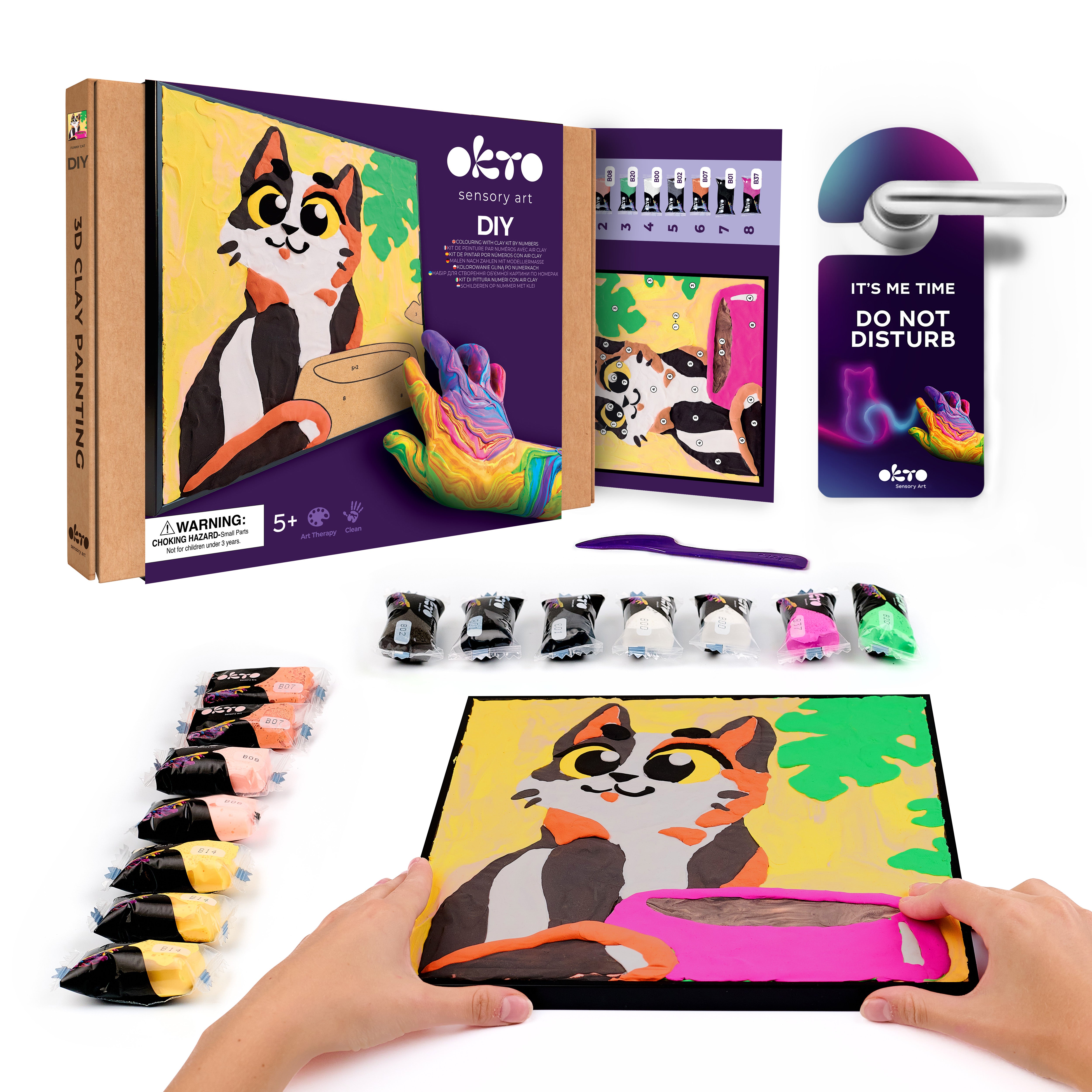 Okto kočka s miskou Art Kit Paint By Numbers 29x29 cm