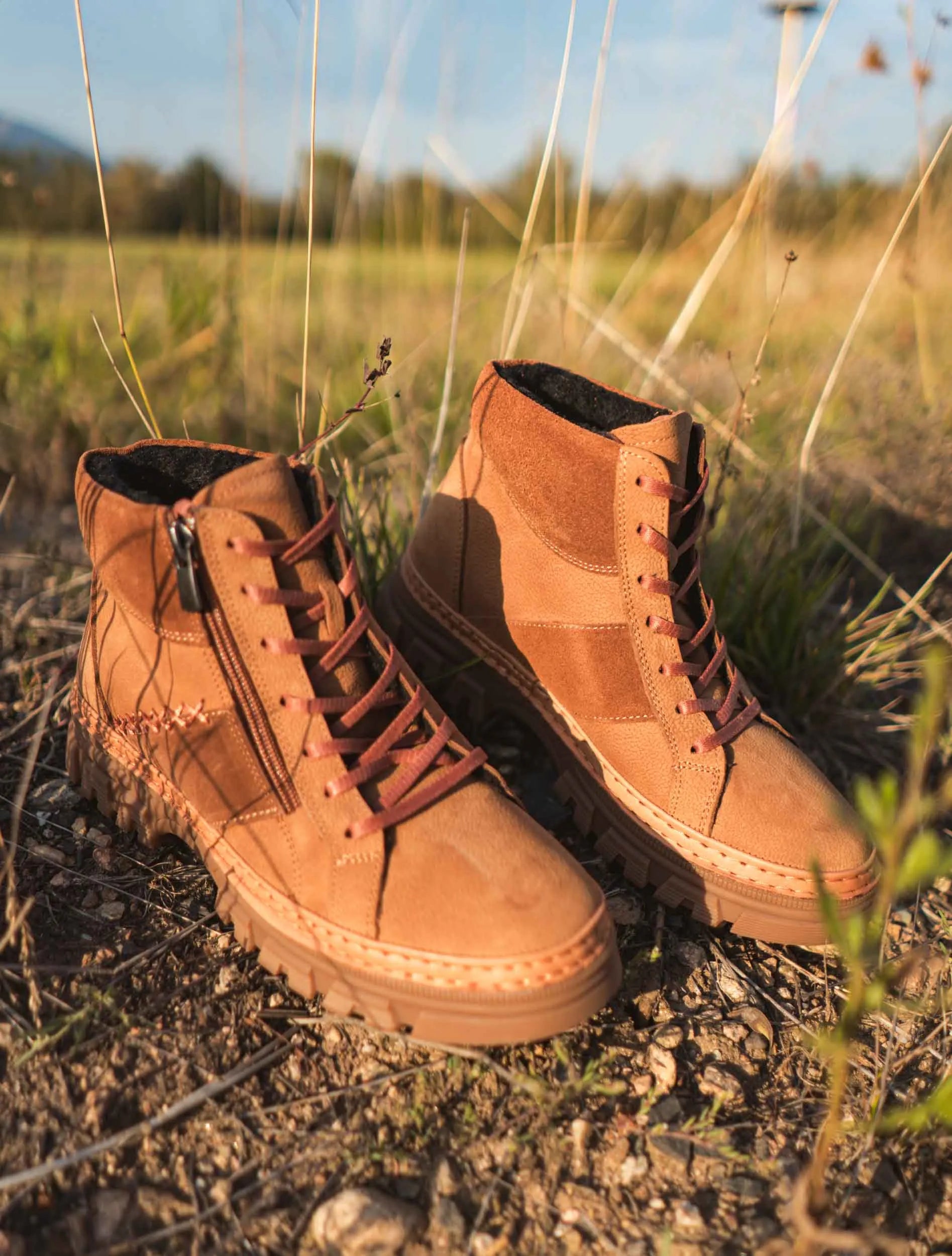 Damen-Winterstiefel aus Leder Nell 207 Kokosnussbraun