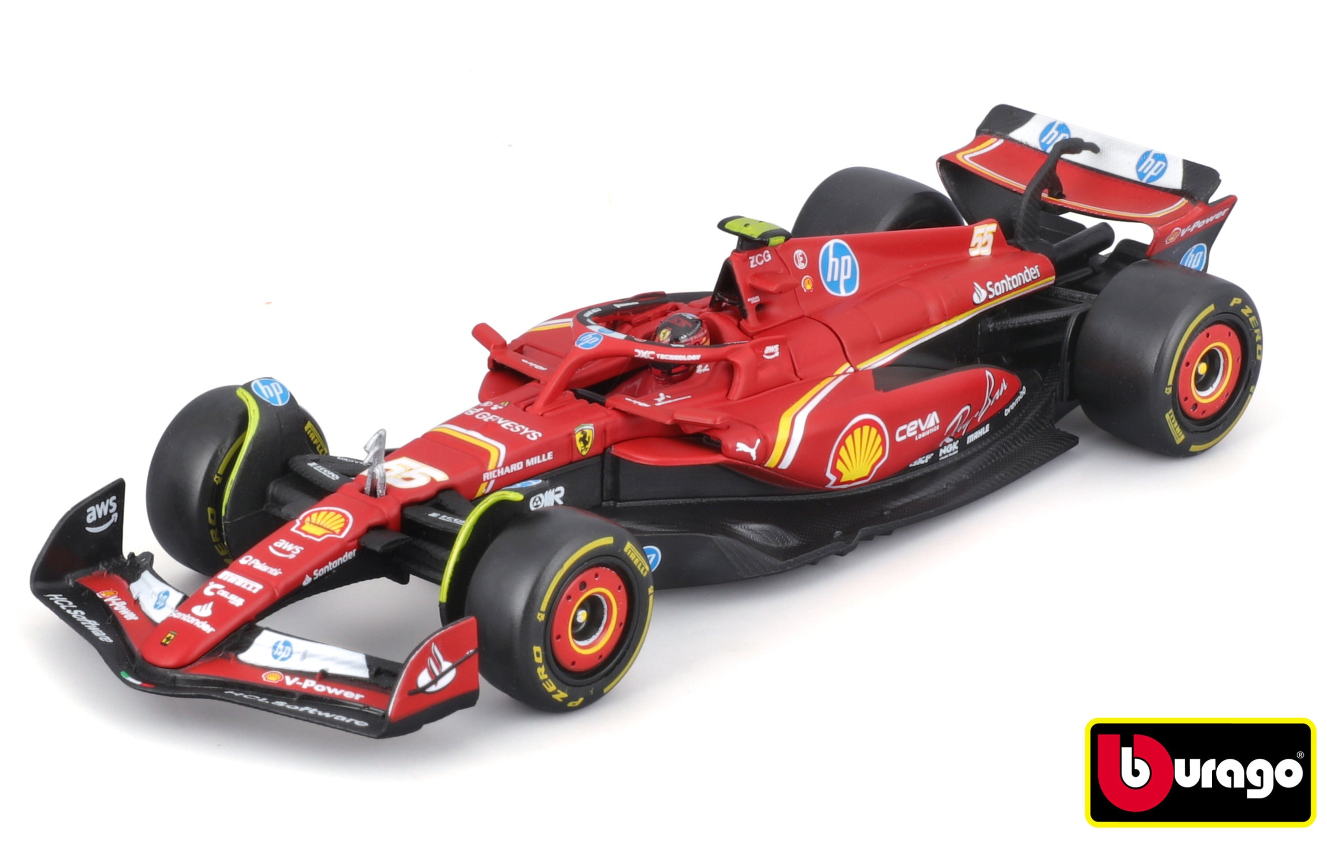 Bburago 1:43 Formule F1 Ferrari Scuderia Sf-24 (2024) Nr.55 Carlos Sainz – S jezdcem a Decorati