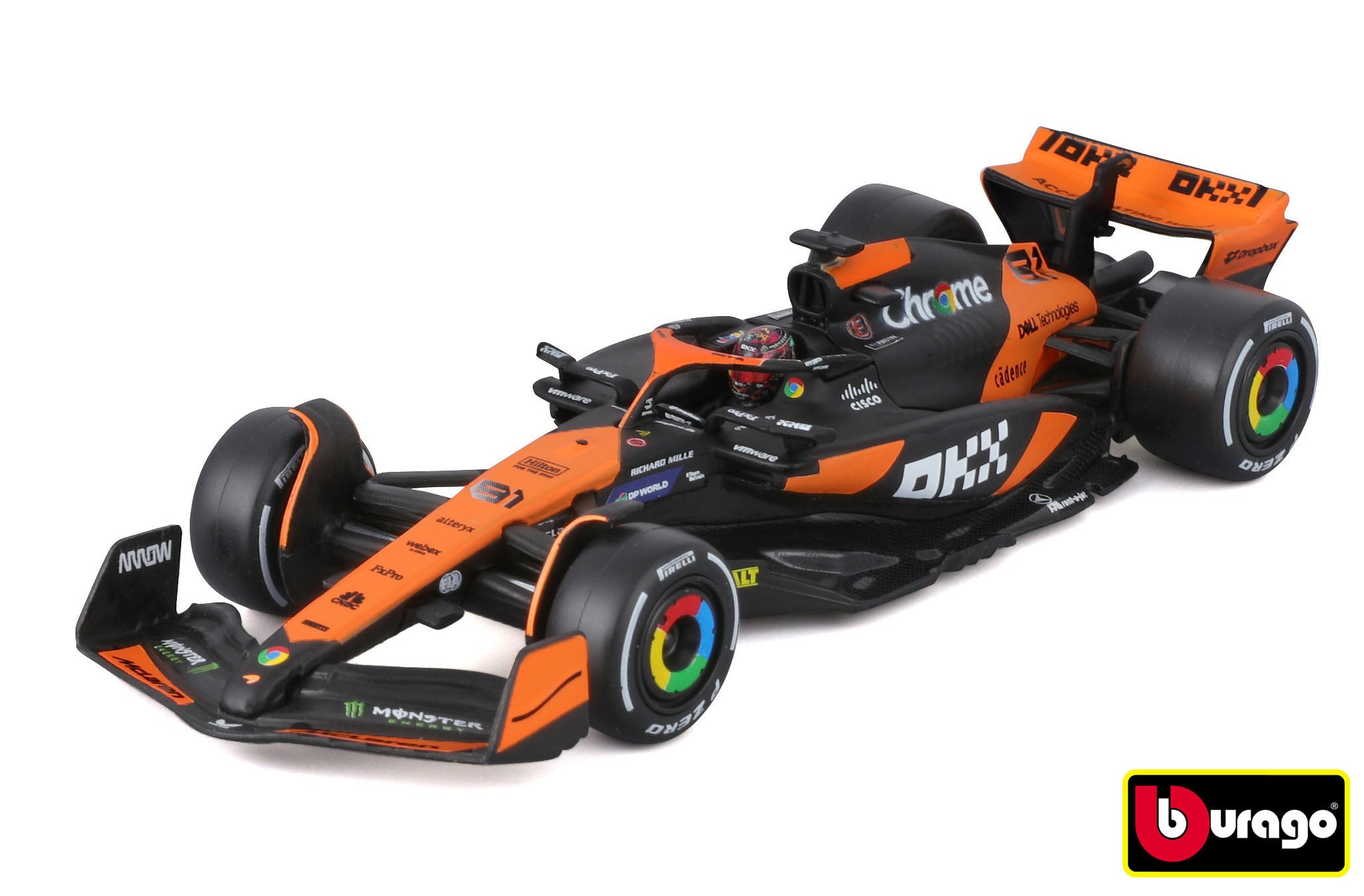 Bburago 1:43 Race Formule F1 – Mclaren F1 Team Mcl38 (2024) #81 (oscar Piastri) – With Driver And De