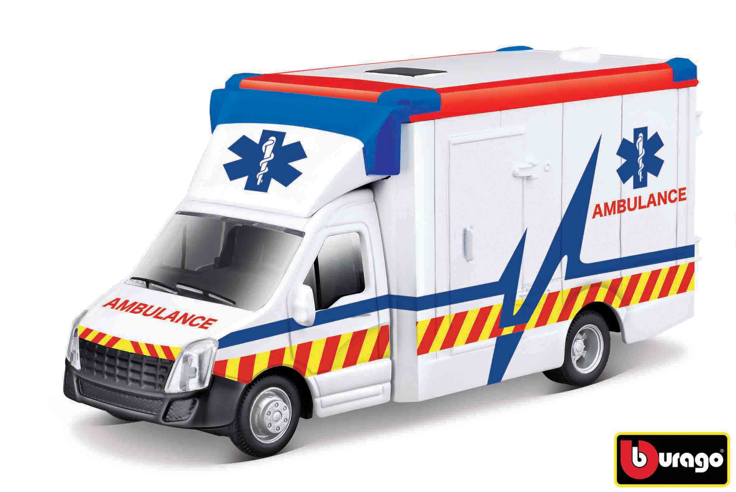 Bburago 1:43 Servisní vozidlo Ambulance s nosítky